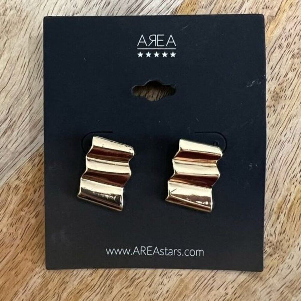Area Stars Gold-Tone Zigzag Statement Earrings NWT
